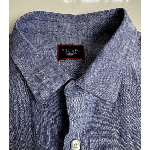 UNTUCKit Other - Untuckit Shirt Men XXXL Blue 100% Linen Button Up Dress Collar Plain Flowy Adult